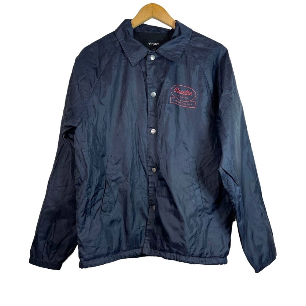 Brixton Mens Blue Button Down Windbreaker Jacket Size S